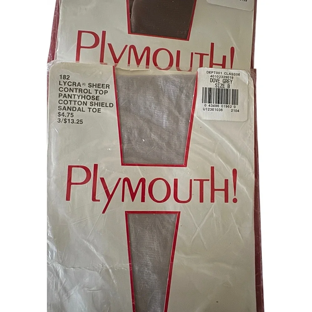 NWT‎ Plymouth Lycra Sheer Control Top Pantyhose Size B Two Taupe and One Grey